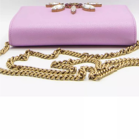 GG Marmont Jewel Bag in Pink Leather With Brushed Gold Chain NIB - Picture 4 of 9
